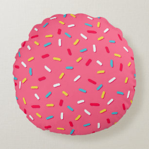 Donut's Glaze nahtlos Muster, rosa Hintergrund, t Rundes Kissen