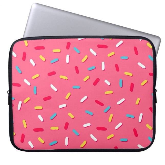 Donut's glaze seamless pattern, pink background, t laptopschutzhülle (Vorderseite)