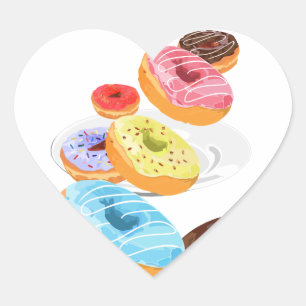Donuts Herz-Aufkleber