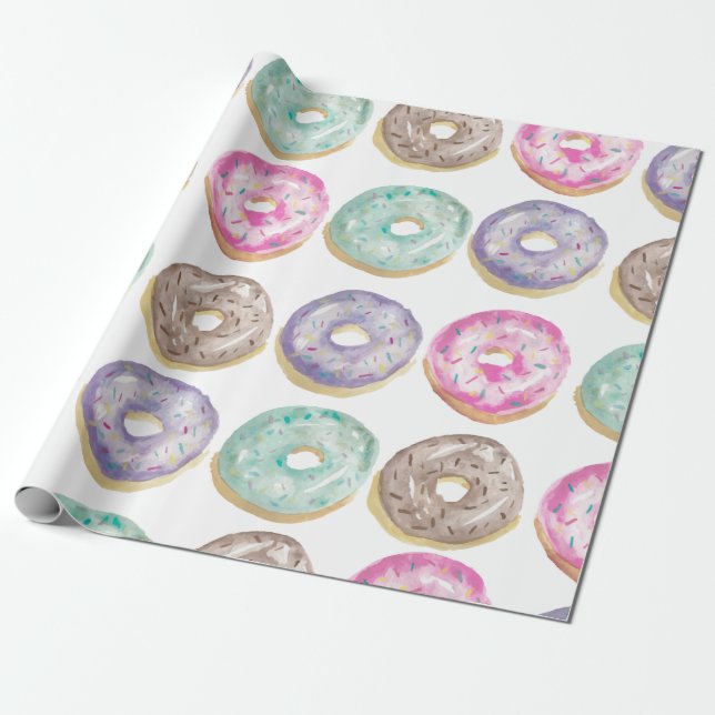 Donuts in Aquarellfarbe Geschenkpapier (Ungerollt)
