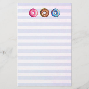 Donuts in rosa Schokolade und Blau Briefpapier