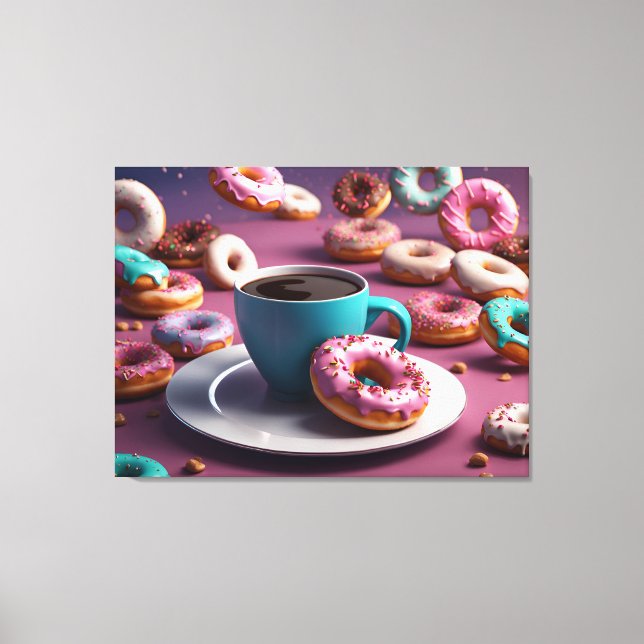 Donuts & Kaffee Leinwanddruck (Vorderseite)