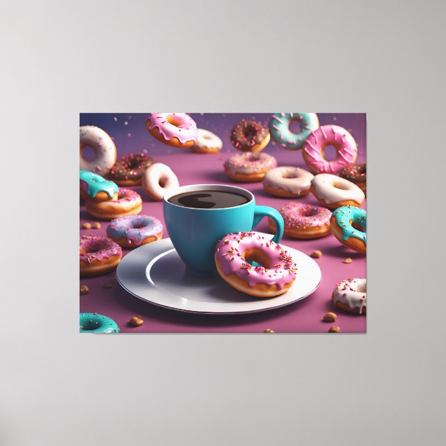 Donuts & Kaffee Leinwanddruck (Vorderseite)