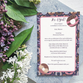 Donuts Lila Baby Girl Dusche Einladung