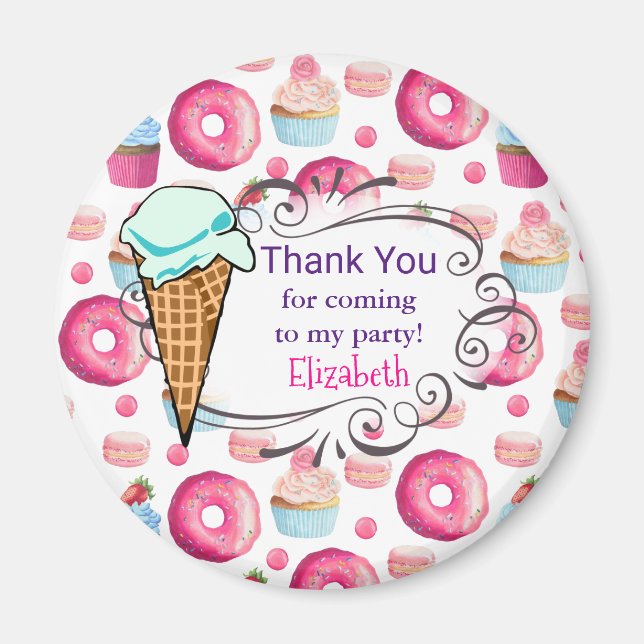 Donuts Macarons und Cupcake Party Vielen Dank für  Magnet (Vorne)