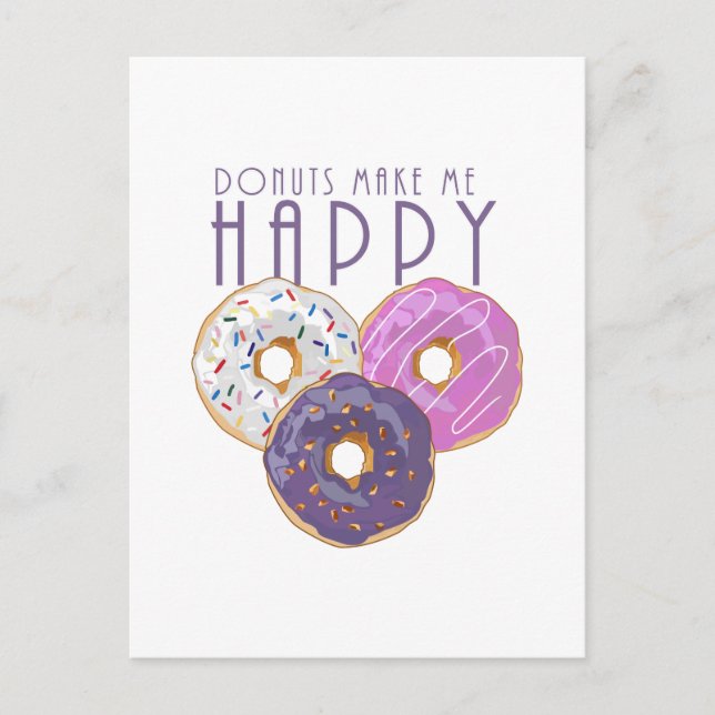 Donuts machen mich glücklich postkarte (Vorderseite)