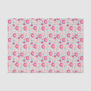 Donuts Makaronen und Cupcake Muster in Aquarellfar Seidenpapier
