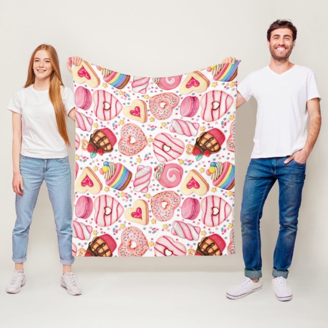 Donuts mit Sprinklmuster Fleecedecke (Beispiel)