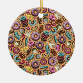 Donuts mit Sprinklmuster Keramik Ornament
