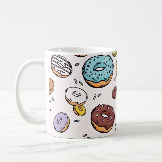 Donuts nahtloses Muster Kaffeetasse (Links)