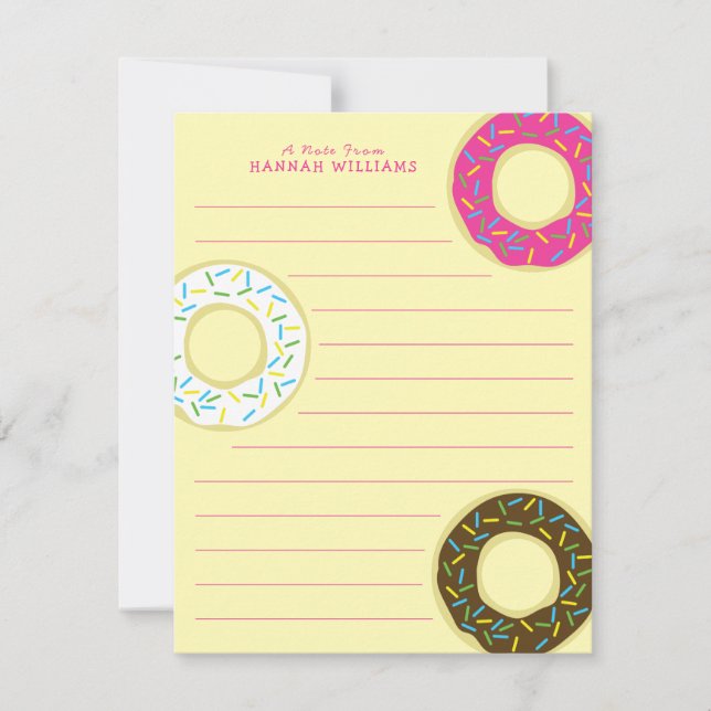 Donuts Niedliche Kid's Flat Stationary Cards Dough Dankeskarte (Vorderseite)