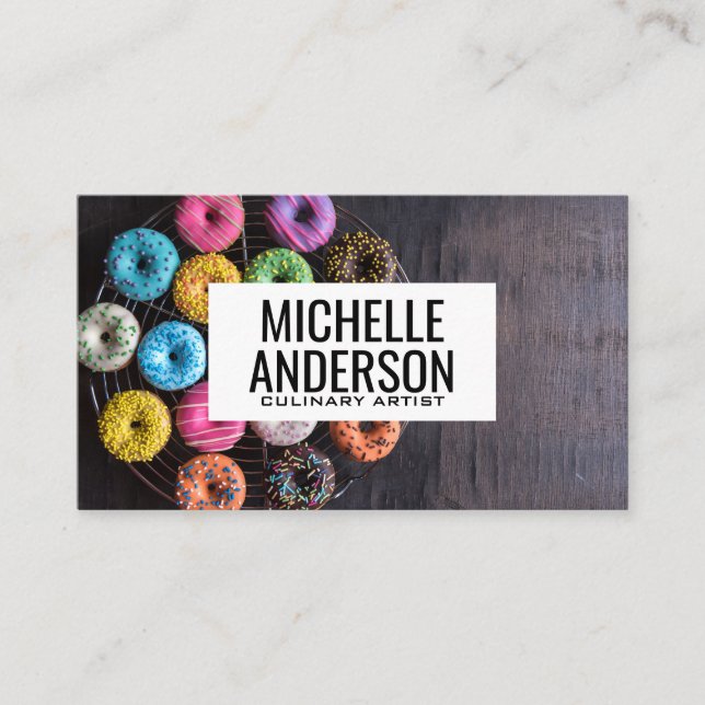 Donuts on Table | Bakery Visitenkarte (Vorderseite)