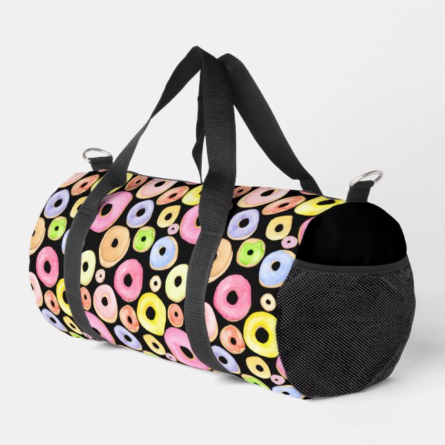 Donuts Pink Blue Lila Duffle Bag (Rechte Ecke)