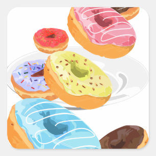 Donuts Quadratischer Aufkleber