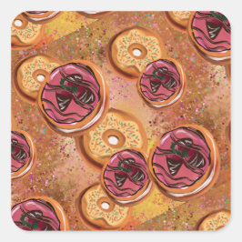 Donuts Quadratischer Aufkleber