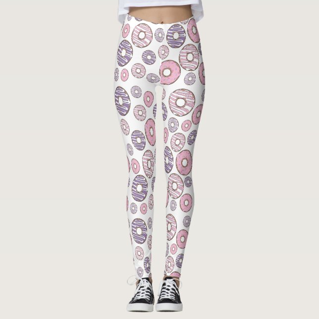 Donuts, rosa Donuts, Lila Donuts Leggings (Vorderseite)