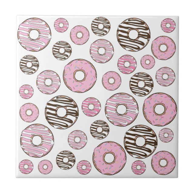 Donuts, rosa Donuts, weiße Donuts Fliese (Vorderseite)