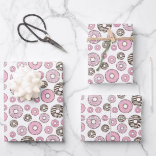 Donuts, rosa Donuts, weiße Donuts Geschenkpapier Set