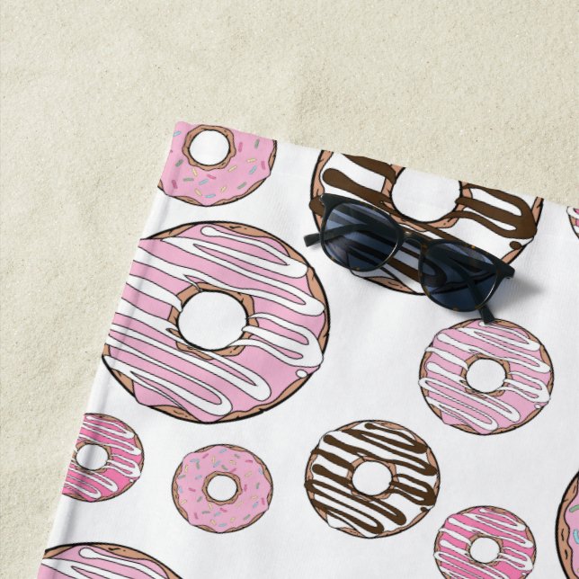 Donuts, rosa Donuts, weiße Donuts Strandtuch (Beispiel)