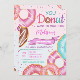 Donuts roses Invitation Anniversaire