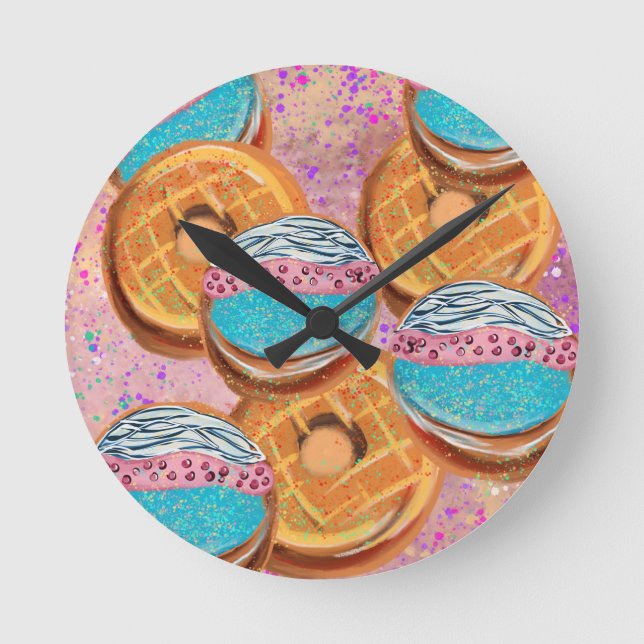 Donuts Runde Wanduhr (Vorderseite)