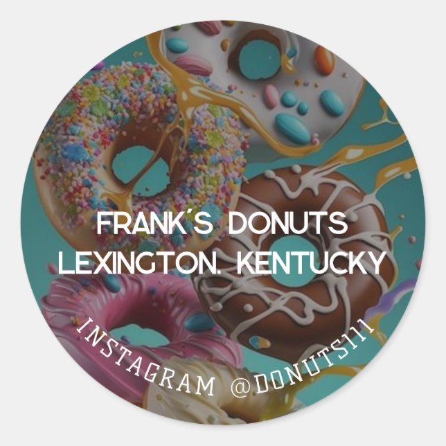 Donuts Runder Aufkleber (Vorderseite)