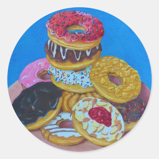 Donuts Runder Aufkleber (Vorderseite)