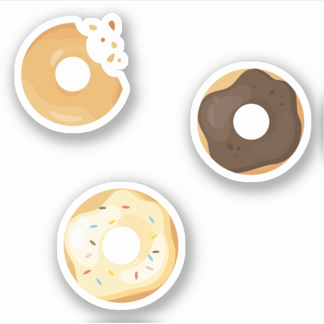 Donuts Schokoladencreme mit Bissen 3x Set Aufkleber (Vorderseite)