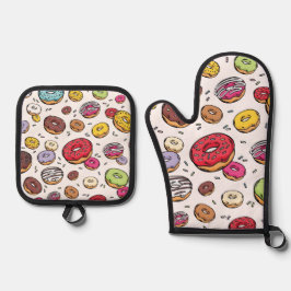 Donuts seamless pattern ofenhandschuh & Topflappen-Set