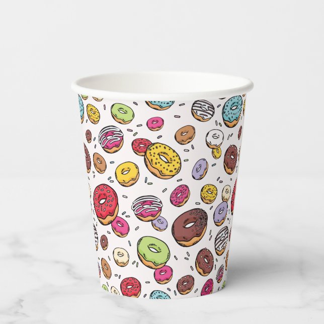 Donuts seamless pattern pappbecher (Rückseite)