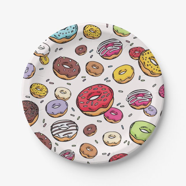 Donuts seamless pattern pappteller (Vorderseite)