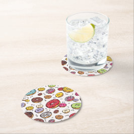 Donuts seamless pattern runder pappuntersetzer