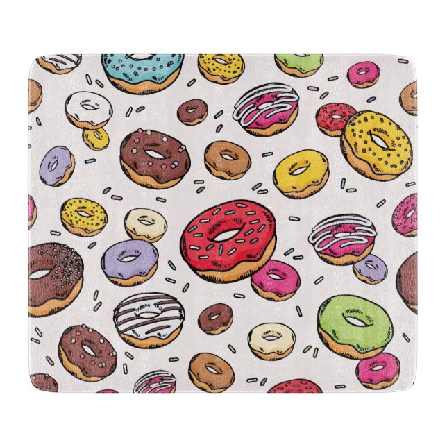 Donuts seamless pattern schneidebrett (Vorderseite)