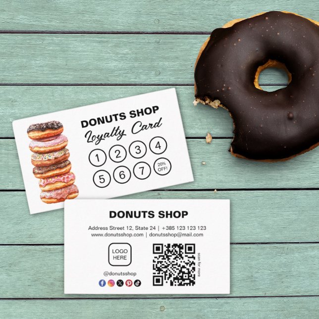 Donuts Shop Bakery Cute QR Code Carte de fidélité (Créateur téléchargé)