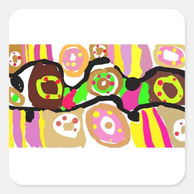 Donuts Spass Quadratischer Aufkleber (Vorderseite)