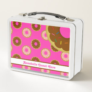 Donuts Sprinkler Spenden Pink Personalisiert Metall Brotdose