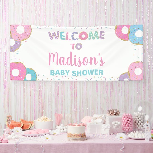 Donuts Sprinkles Geburtstagsdusche Hintergrund Banner (Party)