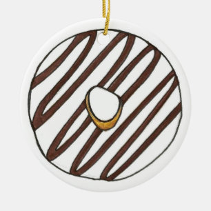 Donuts Strawberry Vanilla Zebra Stripe Doughnut Keramik Ornament