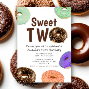 Donuts Süße Zwei 2. Geburtstag Einladung
