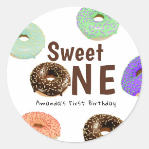 Donuts Sweet One 1. Geburtstag Runder Aufkleber