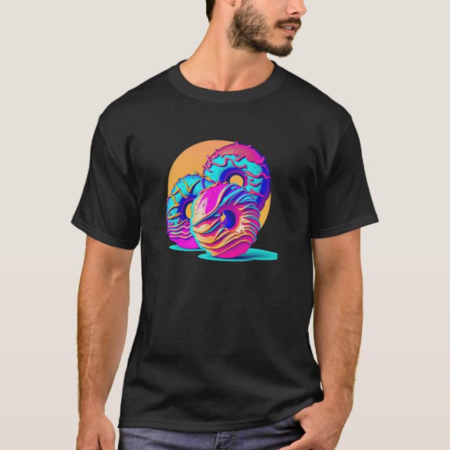 Donuts Synthwave 80er Retrowave Ästhetik T-Shirt (Vorderseite)