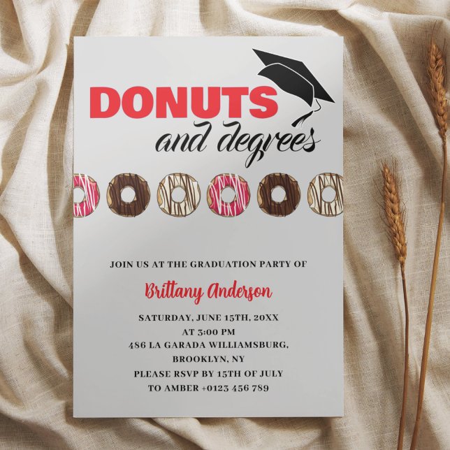 Donuts und Degrees Fun Graduation Party Einladung (Von Creator hochgeladen)