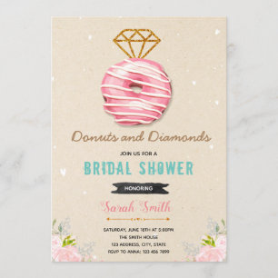 Donuts und Diamanten Braun Dusche Einladung