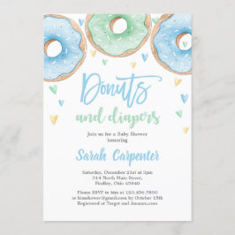 Donuts und Diapers Baby Showboy Einladung