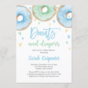 Donuts und Diapers Baby Showboy Einladung