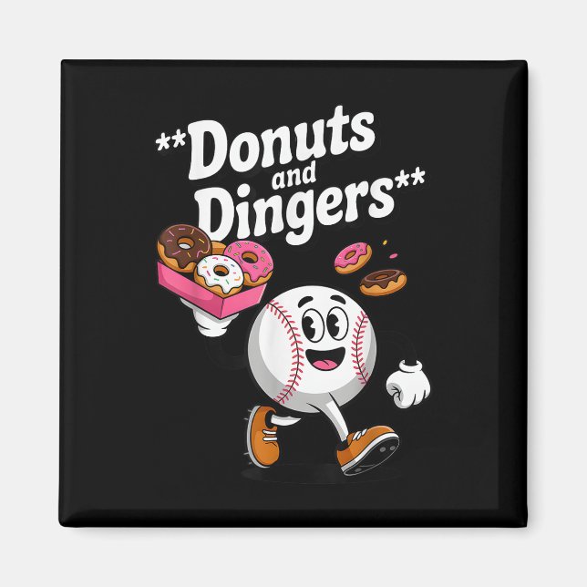 Donuts und Dingers Baseball Fan Spaß Donut Magnet (Vorne)