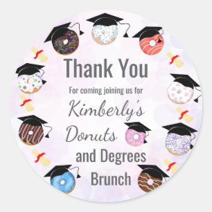 Donuts und Diplome Abschluss-Brunch Danke schön Runder Aufkleber