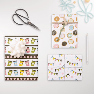 Donuts und Girlanden Pastell-Bäckerei Geburtstag Geschenkpapier Set