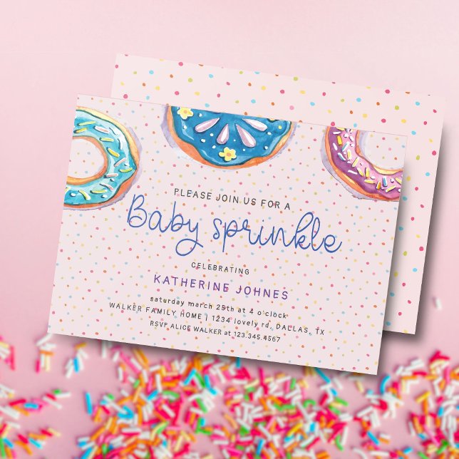 Donuts und Sprinkles Rosa Babydusche Einladung (Von Creator hochgeladen)