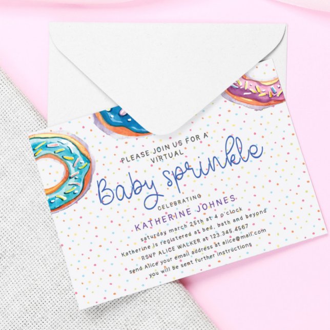 Donuts und Sprinkles Virtual Baby Shower laden ein (Von Creator hochgeladen)